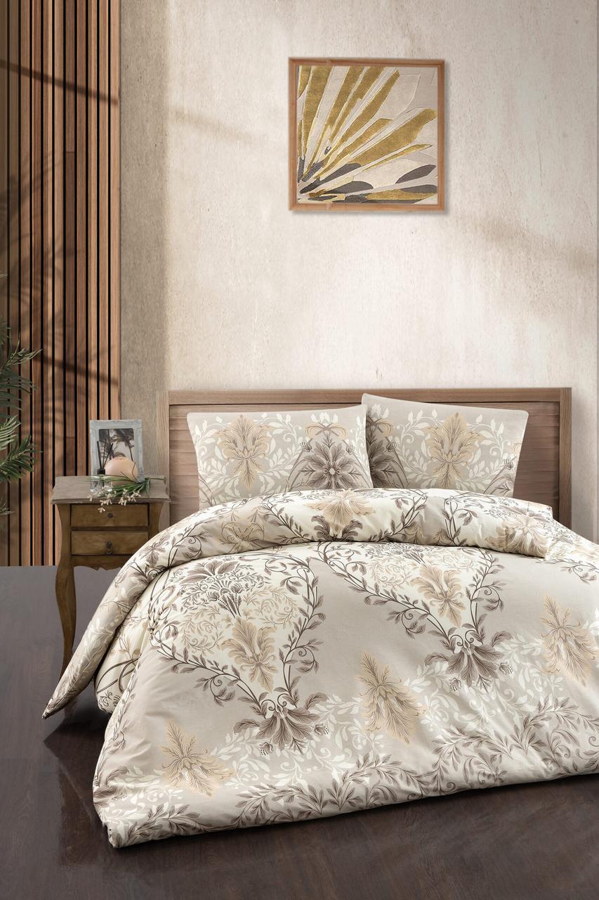 Постільна білизна First Choice Ranforce Homesko простирадло на гумці - Lara Ekru