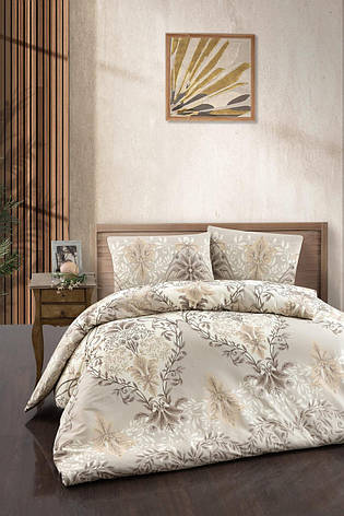 Постільна білизна First Choice Ranforce Homesko простирадло на гумці - Lara Ekru, фото 1