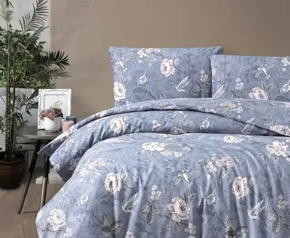 Постільна білизна First Choice Ranforce Homesko простирадло на гумці - Ibiza Indigo, фото 1