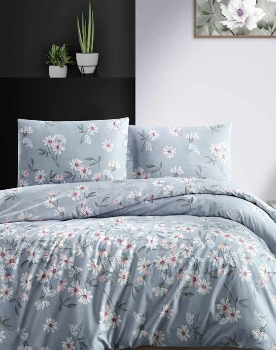 Постільна білизна First Choice Ranforce Homesko простирадло на гумці - Nevada Blue