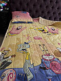 Покривало стьобане бавовняне з подушкою на дитяче ліжко Губка Боб 110 * 140 см, фото 2