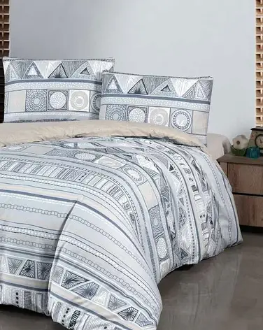 Постільна білизна First Choice Ranforce Homesko простирадло на гумці - Bohem Blue, фото 1