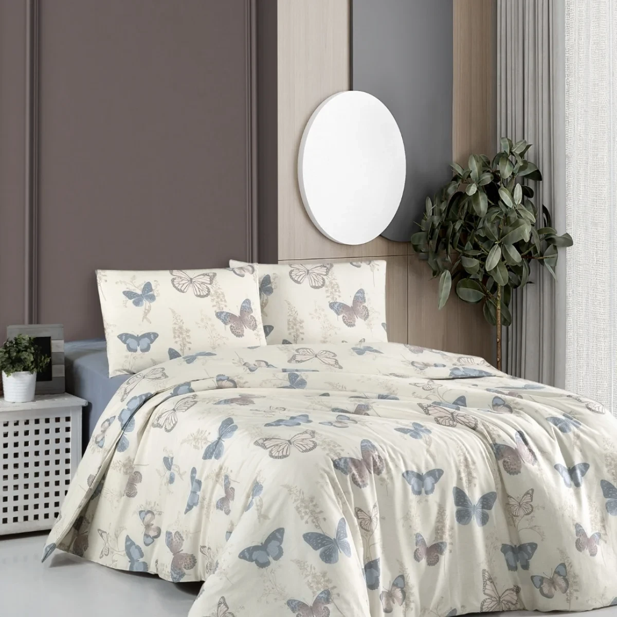 Постільна білизна First Choice Ranforce Homesko простирадло на гумці - Elery Beige