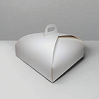 Коробка для тортів з ручкою (290х290х120мм.) біла