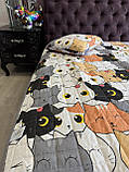 Покривало стьобане бавовняне з подушкою на дитяче ліжко котики 110*140см, фото 2