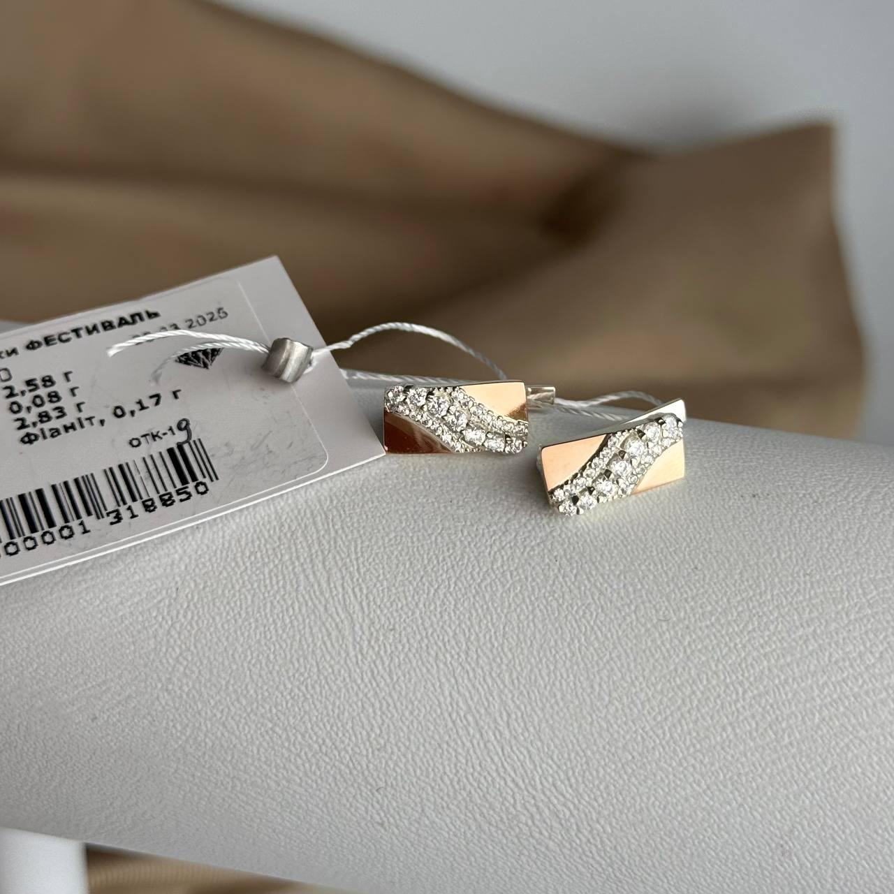 Срібні сережки з золотими вставками