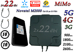 Повний комплект 5G/4G Wi-Fi роутер Inseego Novatel M2000 Cat 22 до 2.5 Гб/с. + Антена MIMO 2×22dbi (44дб)