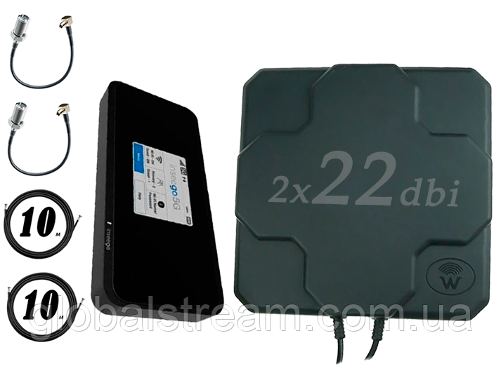 Повний комплект 5G/4G Wi-Fi роутер Inseego Novatel M2000 Cat 22 до 2.5 Гб/с. + Антена MIMO 2×22dbi (44дб)