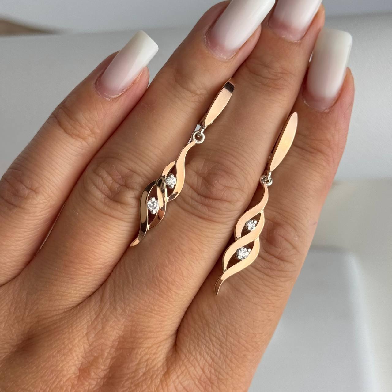 Срібні сережки з золотими вставками