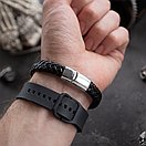 Браслет чоловічий шкіряний CRUSEDER чорний на магнітній застібці 17-19 см (довжина 21 см), фото 6