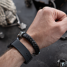 Браслет чоловічий шкіряний CRUSEDER чорний на магнітній застібці 17-19 см (довжина 21 см), фото 5