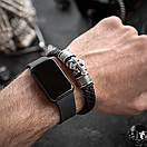 Браслет чоловічий шкіряний CRUSEDER чорний на магнітній застібці 17-19 см (довжина 21 см), фото 4