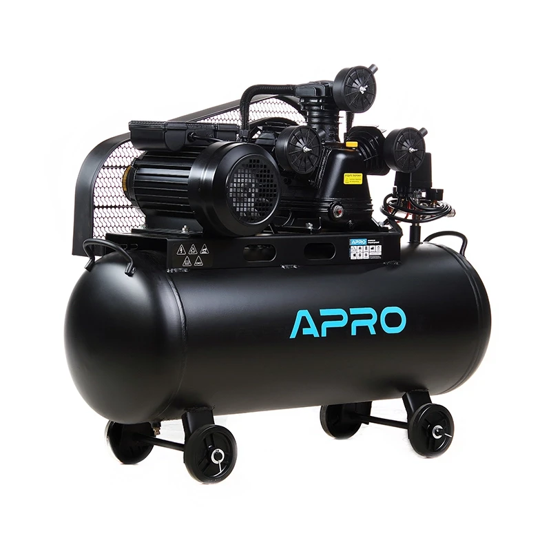 Компресор трьохциліндровий пасовий OFBD-100X 8Бар 3.0кВт 530л/хв 100л (2 крана) + Олива 0,8л APRO 850184, фото 1