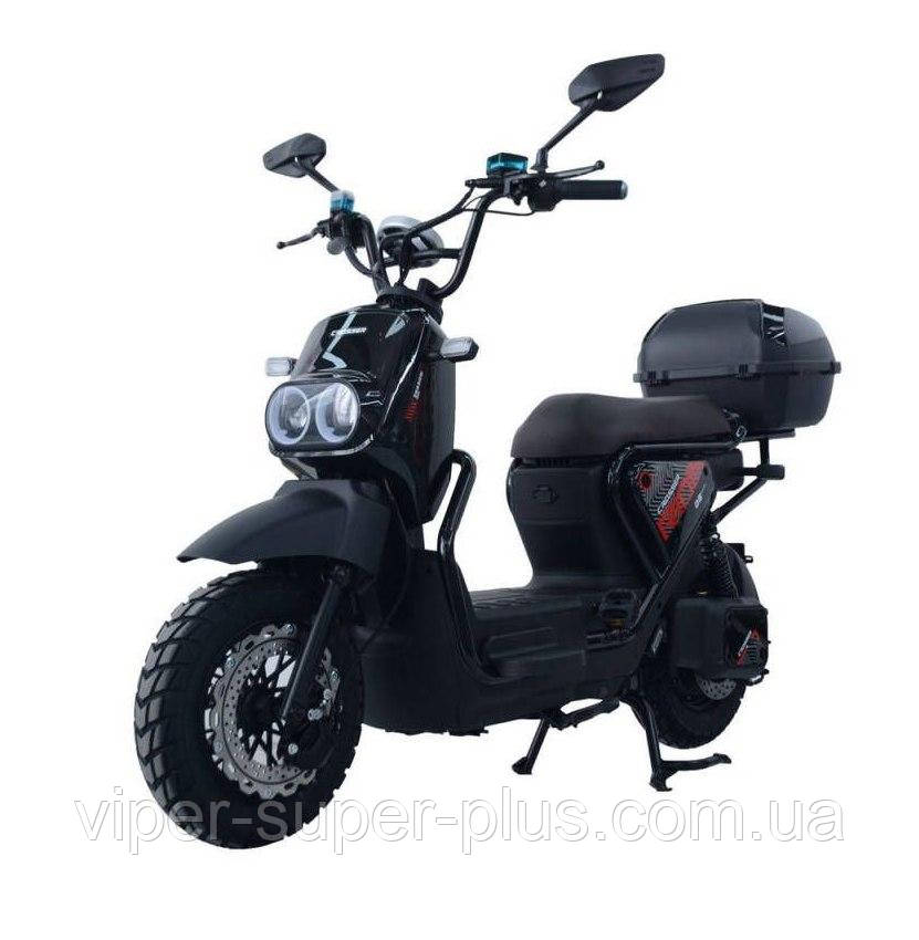 Електровелосипед Електроскутер Crosser CR-4 72V/20AH/1200W, Колесо 12 дюймів, Новий Чорний + Задній Кофр, фото 1