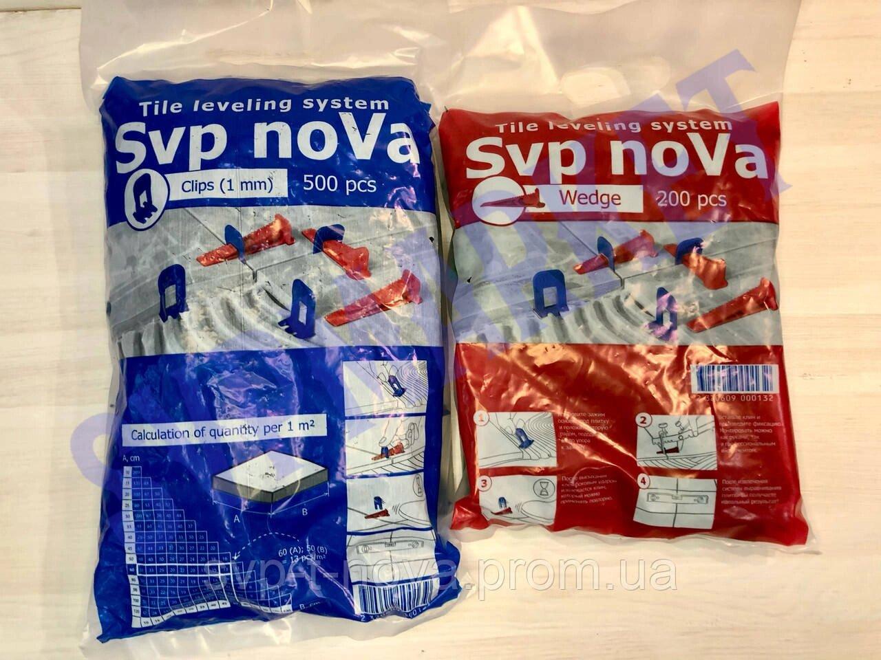 Комплект свп "SVP-noVa" 500 затискачів 1 мм + 200 клинів Код/Артикул 888, фото 1