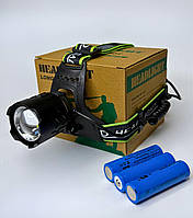 Налобный фонарь AR-A25-3-TG с фокусом, TG диодом, функцией павербанка, индикатором заряда и 3 сменными аккумуляторами