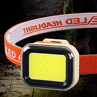 Фонарь налобный с аккумулятором и фокусом -B-COB(white+red), Фонарь для головы со светодиодами