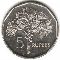 Монета Сейшельських островів 5 рупій 1992-2010 рр.