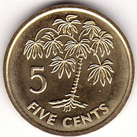 Монета Сейшельських островів 5 центів 2007-12 рр.