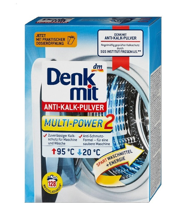 Порошок для видалення накипу в пральних машинах Denk Mit Anti-Kalk Tabs 1,5 кг 128 циклів, фото 1