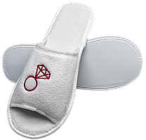 Махрові тапочки з вишивкою каблучки, відкриті, весільні, 29 см