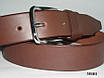 Ремінь чоловічий з натуральної шкіри гладкий повсякденний світло-коричневий 3,5 см, фото 3