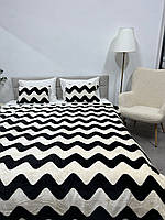 Плед Ecotton 180х220 см із мікрофібри Well Soft Зиг-заг чорно-білий