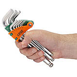 Ключі шестигранні 9 шт 1.5-10 мм CrV (середні кулі) GRAD (4022185), фото 7