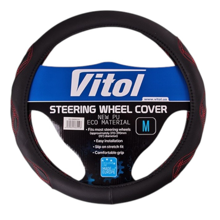 Чохол на кермо Vitol VLU-2408003 M чорний/БО (61356), фото 1