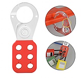 Блокувальна скоба LOTO сталева з нейлоновими накладками, 25 мм, до 6 замків, 12 шт в упаковці, фото 7