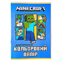 Кольоровий папір двухсторонній А4, 7 кольорів, 14 аркушів, Minecraft