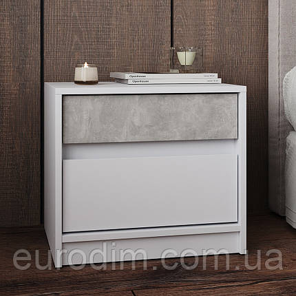 Тумба приліжкова Еверест Стайл-500 50,2х39х44,2 см Німфея Альба (білий)/Бетон (DTM-071154), фото 1