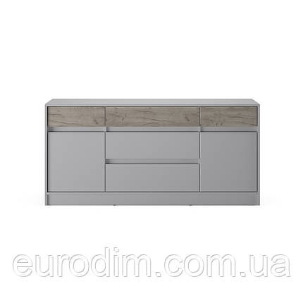 Великий комод із дверима та шухлядами Еверест Стайл-1600 160,2х39х75,4 см Кашемір/Дуб крафт сірий (DTM-071156), фото 2
