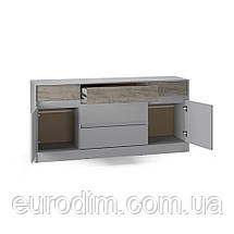 Великий комод із дверима та шухлядами Еверест Стайл-1600 160,2х39х75,4 см Кашемір/Дуб крафт сірий (DTM-071156), фото 3