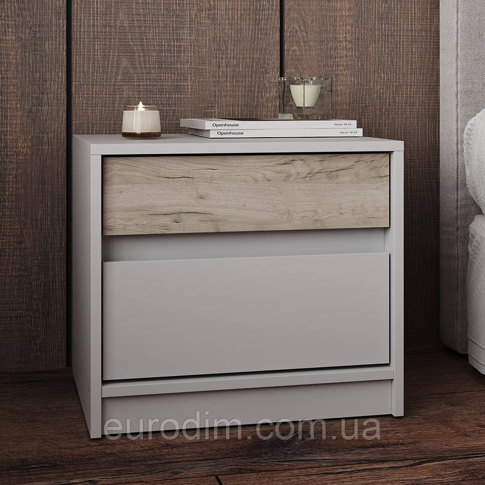 Тумба приліжкова Еверест Стайл-500 50,2х39х44,2 см Кашемір/Дуб крафт сірий (DTM-071160)