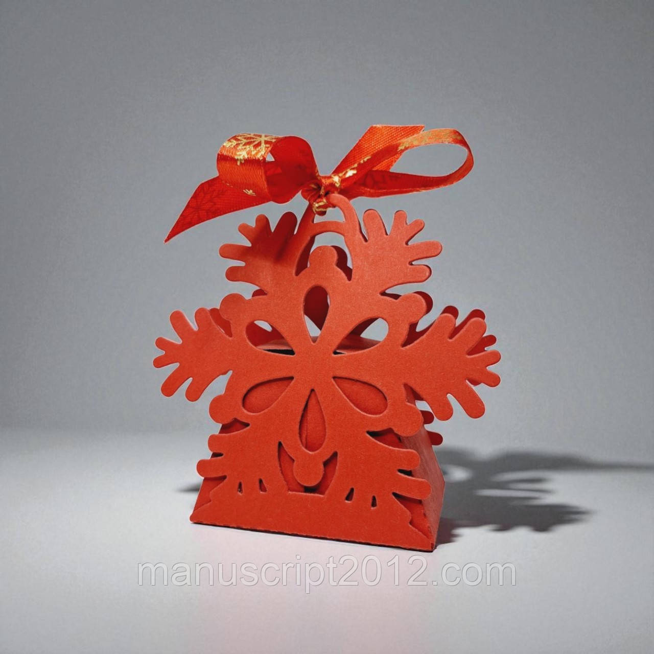 Коробка на 1 цукерку / бонбоньєрка новорічна "Сніжинка" (85х85х40мм.) червона