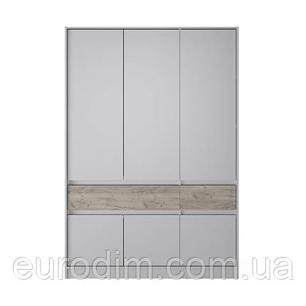 Шафа розпашна для одягу з висувними шухлядами (полиці - штанга) Эверест Стайл-1400 140х53х203 см Кашемір/Дуб крафт сірий, фото 2
