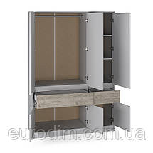 Шафа розпашна для одягу з висувними шухлядами (полиці - штанга) Эверест Стайл-1400 140х53х203 см Кашемір/Дуб крафт сірий, фото 3