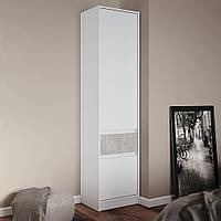 Шафа-пенал закрита з полицями та шухлядою Еверест Стайл-500 50х39х203 см Німфея Альба (білий)/Бетон (DTM-071150)