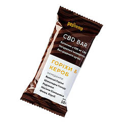 Батончик шоколадний з CBD (канабідіол), горіхи та кероб, 100 мг КБД, Pephemp