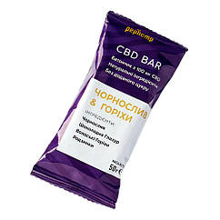 Батончик шоколадний з CBD (канабідіол), чорнослив і горіхи, 100 мг КБД, Pephemp