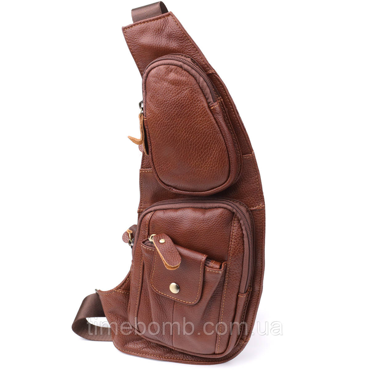 Чоловіча сумка з великою кількістю кишень із натуральної шкіри Vintage 22963 Коричневий