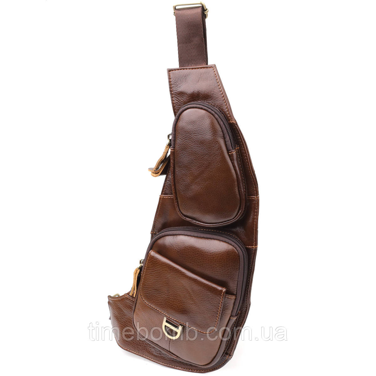 Чоловіча сумка через плече з гладкої натуральної шкіри Vintage 22965 Коричневий