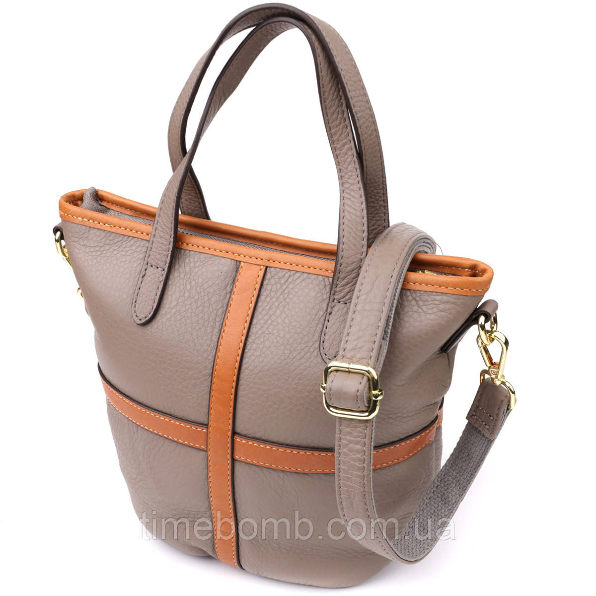 Містка сумка з натуральної шкіри для жінок Vintage 22998 Сірий