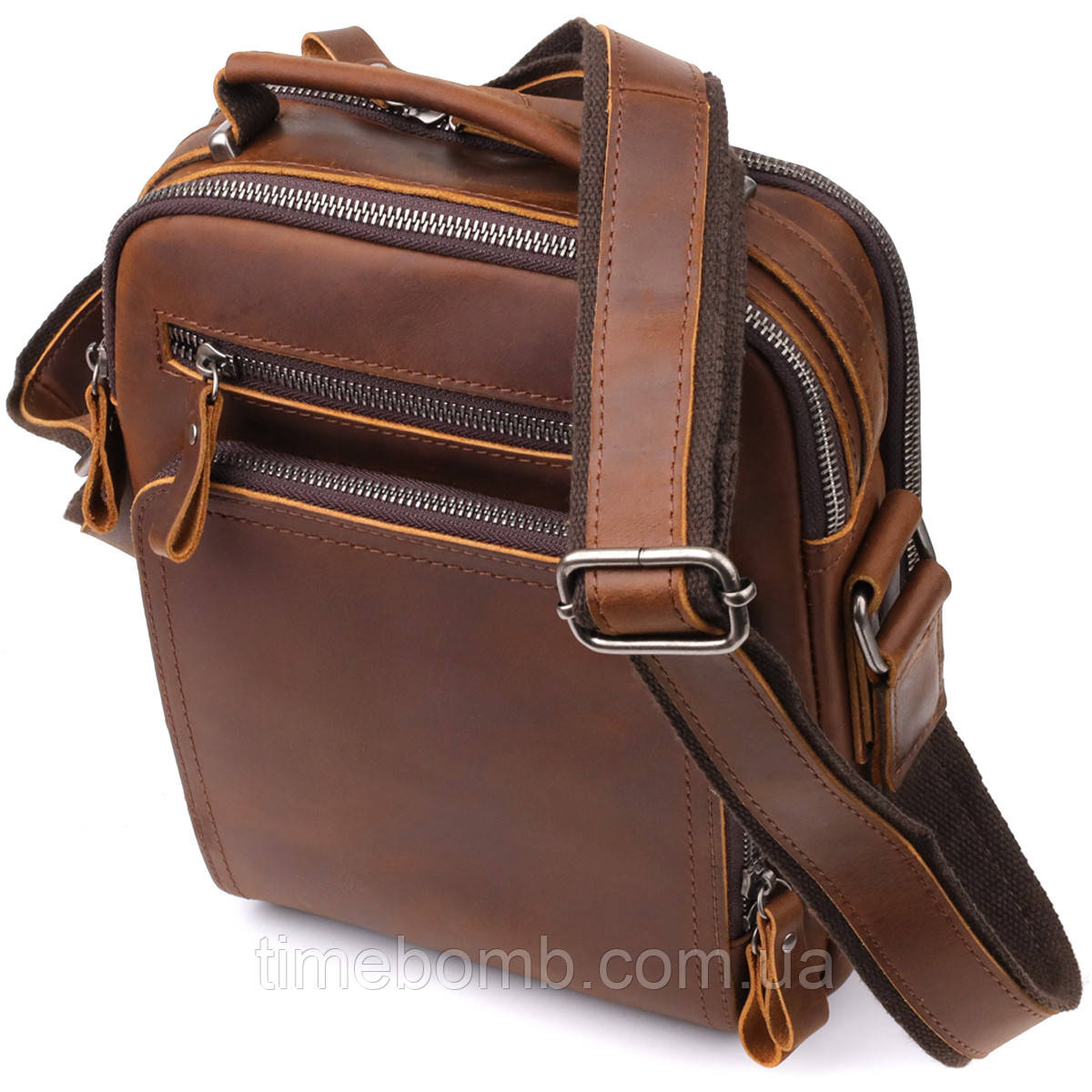Чоловіча ділова сумка з ручкою для перенесення в руці з натуральної шкіри Vintage 23033 Коричневий, фото 1