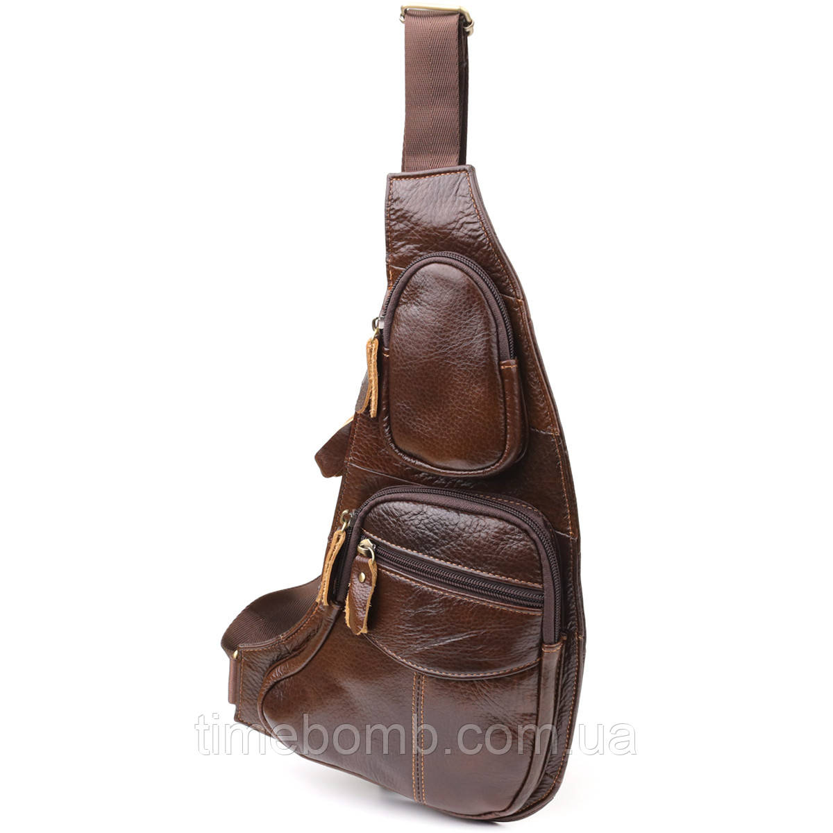 Сумка для чоловіків з великою кількістю кишень із натуральної шкіри Vintage 22956 Коричневий