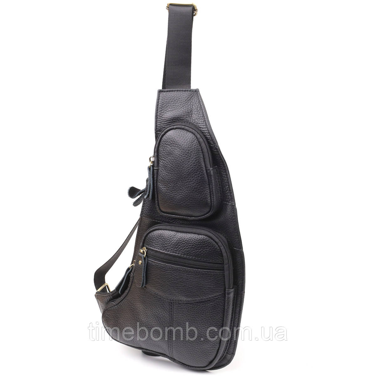 Сумка для чоловіків з великою кількістю кишень із натуральної шкіри Vintage 22957 Чорний, фото 1