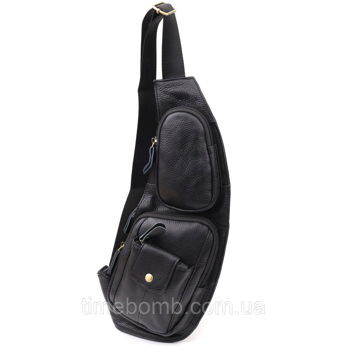 Чоловіча сумка з великою кількістю кишень із натуральної шкіри Vintage 22961 Чорний, фото 1