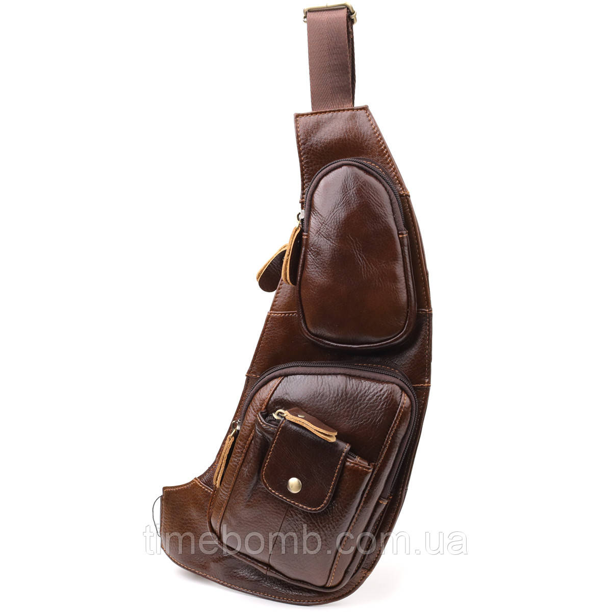 Чоловіча сумка з великою кількістю кишень із натуральної шкіри Vintage 22962 Коричневий