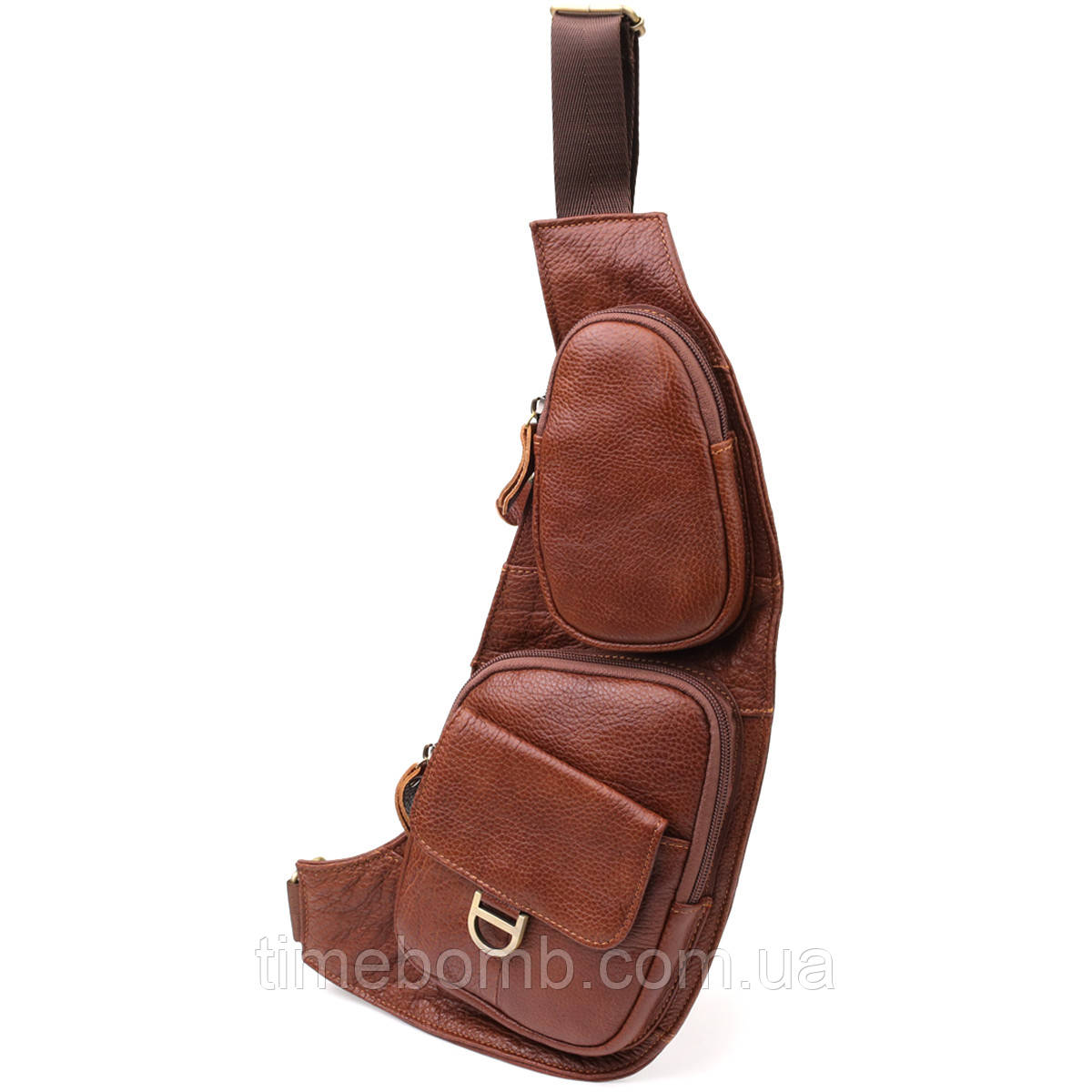 Чоловіча сумка через плече із зернистої натуральної шкіри Vintage 22966 Коричневий